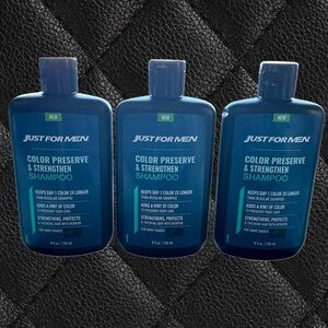 Just For Men Color Preserve & Strengthen Shampoo - 8 oz  Dark Shades (3 Bottles)